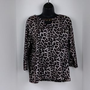 Cathy Daniels Leopard Print Top Size L
